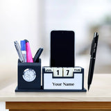 Personalized Infinity Calendar Table Clock Desk Organizer and Pen - Silver