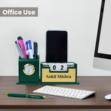 Giftana 2 in 1 Wooden Desk Organizer with Metal Pen - Green