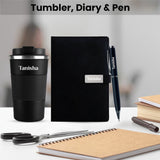 Giftana Personalized Diary With Pen Coffee Tumbler With Name - Black - Gift