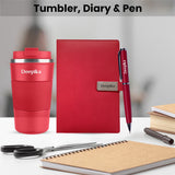 Giftana Personalized Diary With Pen Coffee Tumbler With Name - Red - Gift