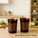 Ayurvedic Vintage Copper Pot with Two Copper Glasses Drinkware Set
