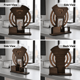 Wooden Perpetual Calendar Desk Organizer with Photo Frame & Pen Holder